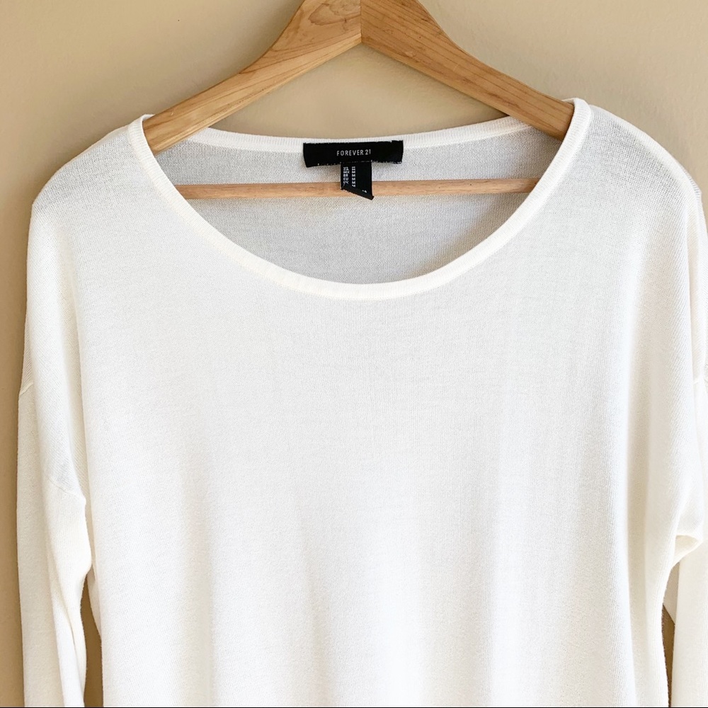 FOREVER 21 Cream Lightweight Sweater Long Sleeve M - Picture 2 of 7